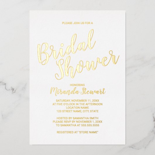 Modern Script Vrijgezellenfeest Gold Folie Uitnodiging (Voorkant)