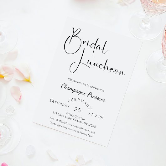 Modern Script Vrijgezellenfeest Luncheon Kaart