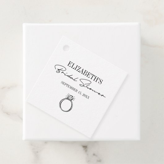 Modern script Vrijgezellenfeest met ring Bedankjes Labels (In situ)