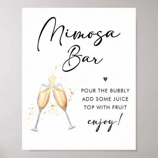 Modern Script Vrijgezellenfeest Mimosa Bar Sign Poster (Voorkant)