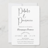 Modern Script Vrijgezellenfeest Petals en Prosecco Kaart (Voorkant)