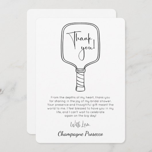 Modern Script Vrijgezellenfeest Pickleball & Prose Kaart (Voorkant / Achterkant)