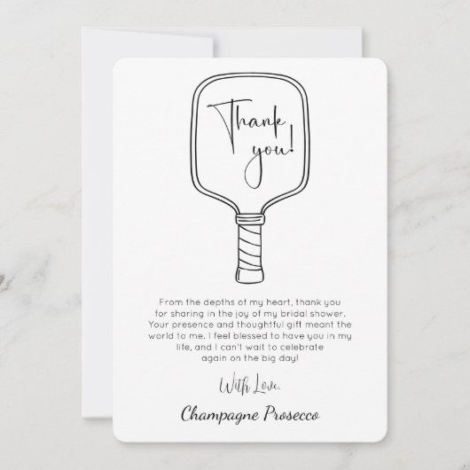 Modern Script Vrijgezellenfeest Pickleball & Prose Kaart (Voorkant)