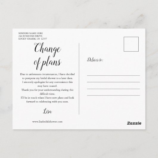 Modern Script Vrijgezellenfeest Verandering van Da Briefkaart (Achterkant)