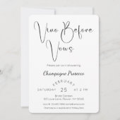 Modern Script Vrijgezellenfeest Vino voor Vows Kaart (Voorkant)