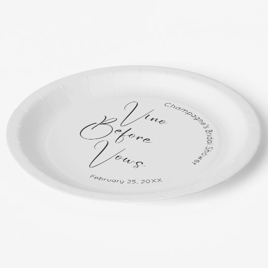 Modern Script Vrijgezellenfeest Vino voor Vows Papieren Bordje (Gekanteld)