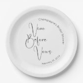 Modern Script Vrijgezellenfeest Vino voor Vows Papieren Bordje (Voorkant)