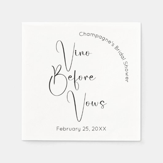 Modern Script Vrijgezellenfeest Vino voor Vows Servet (Voorkant)