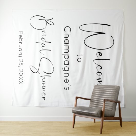 Modern Script Vrijgezellenfeest Welkom Achtergrond Wandkleed (In Situ (horizontaal))