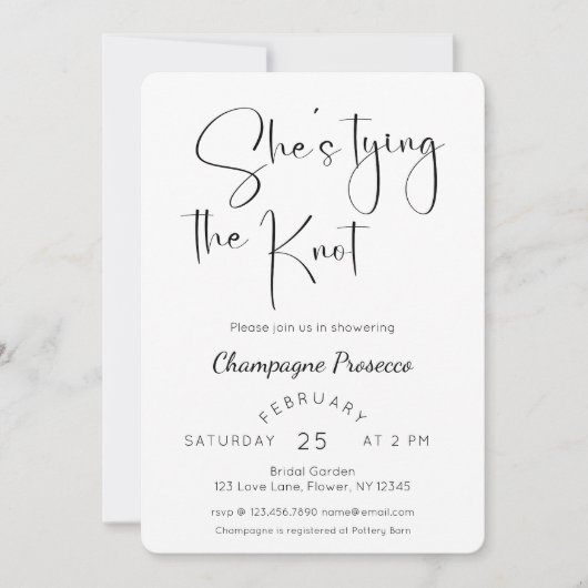 Modern Script-Vrijgezellenfeest Ze bindt de knoop  Kaart (Voorkant)