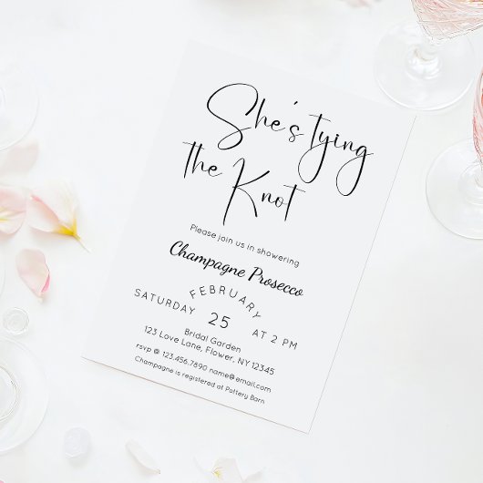 Modern Script-Vrijgezellenfeest Ze bindt de knoop  Kaart