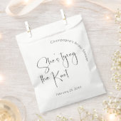 Modern Script-Vrijgezellenfeest Ze is de knoop aan Bedankzakje (Geknipt)