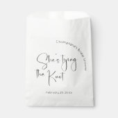Modern Script-Vrijgezellenfeest Ze is de knoop aan Bedankzakje (Voorkant)