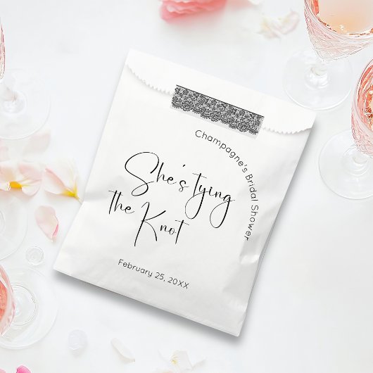 Modern Script-Vrijgezellenfeest Ze is de knoop aan Bedankzakje