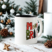 Modern script Vrolijk en helder kleurrijk Kerstmis Tweekleurige Koffiemok