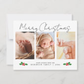 Modern Script Vrolijk Kerstfeest 3 Fotocollage Feestdagenkaart (Voorkant)
