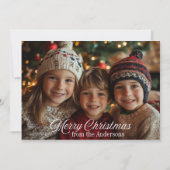 Modern Script Vrolijk Kerstfeest Custom Family Pho Feestdagenkaart (Voorkant)