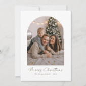 Modern Script Vrolijk Kerstfeest Familie Boog Foto Feestdagenkaart (Voorkant)
