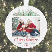 Modern Script Vrolijk Kerstfeest Familie Foto Orna Ornament