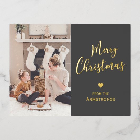 Modern Script Vrolijk kerstfeest Folie Feestdagen Briefkaart (Voorkant)