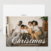 Modern Script Vrolijk Kerstfeest Foto & Bericht Feestdagenkaart (Voorkant / Achterkant)