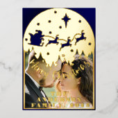 Modern Script Vrolijk Kerstfeest Foto Folie Vakant Folie Feestdagenkaart (Voorkant)