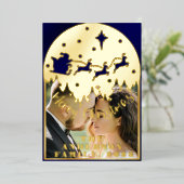 Modern Script Vrolijk Kerstfeest Foto Folie Vakant Folie Feestdagenkaart (Staand Voorkant)