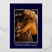 Modern Script Vrolijk Kerstfeest Foto Folie Vakant Folie Feestdagenkaart (Achterkant)