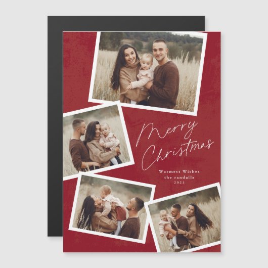 Modern Script Vrolijk Kerstfeest Fotocollage (Voorkant / Achterkant)