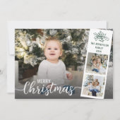 Modern Script Vrolijk Kerstfeest Fotocollage Feestdagenkaart (Voorkant)