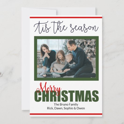 Modern Script Vrolijk kerstfotojaar Review Feestdagenkaart (Voorkant)