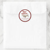 Modern script Vrolijk kerstgrenen kegel bloemig Ronde Sticker (Tas)