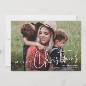 Modern Script Vrolijk Kerstmis Eenvoudige foto Feestdagenkaart (Voorkant)