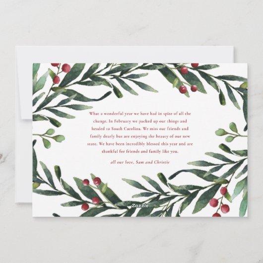 Modern Script Vrolijk Kerstmis Groen Foto Feestdagenkaart (Achterkant)