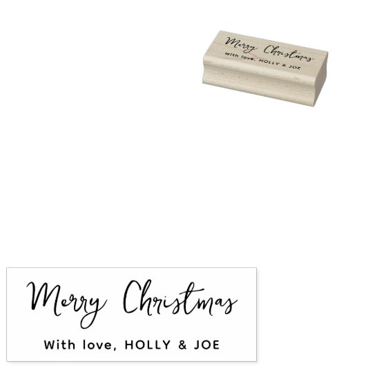 Modern Script Vrolijk Kerstmis Naam Rubber Stamp Rubberstempel (Gestempeld)