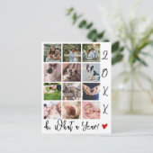 Modern Script Wat een jaar fotocollage Feestdagenkaart (Staand voorkant)