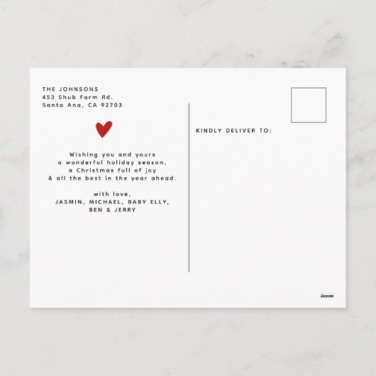 Modern Script Wat een jaar fotocollage Feestdagenkaart (Achterkant)