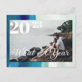 Modern script wat een jaar omgezette foto briefkaart