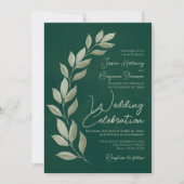 Modern Script Waterverf Emerald Greenery Wedding Kaart (Voorkant)