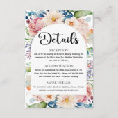 Modern Script Waterverf Floral Wedding Details Informatiekaartje (Voorkant)