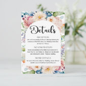 Modern Script Waterverf Floral Wedding Details Informatiekaartje (Staand voorkant)
