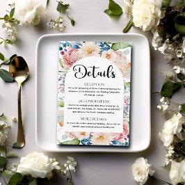 Modern Script Waterverf Floral Wedding Details Informatiekaartje