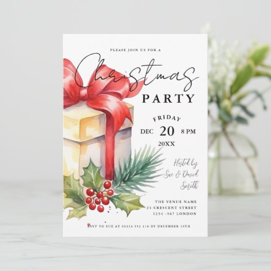 Modern Script Waterverf Gift Xmas Vakantie Party Kaart (Staand voorkant)