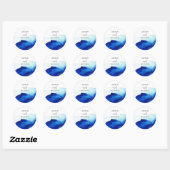 Modern Script Waterverf Indigo Blue Envelope Seal Ronde Sticker (Vel)