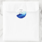 Modern Script Waterverf Indigo Blue Envelope Seal Ronde Sticker (Tas)