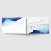 Modern Script Waterverf Indigo Blue Gastenboek (Volledig)
