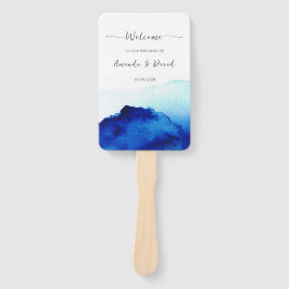 Modern Script Waterverf Indigo Blue Wedding Handwaaier