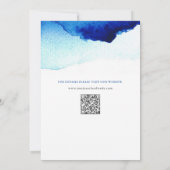 Modern Script Waterverf Indigo Blue Wedding Kaart (Achterkant)