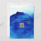 Modern Script Waterverf Indigo Blue Wedding Kaart (Achterkant)