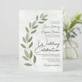 Modern Script Waterverf Sage Greenery Wedding Kaart (Staand voorkant)